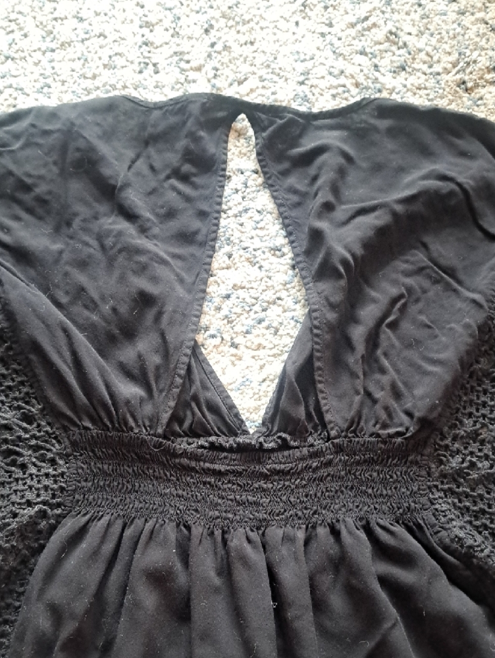 Victoria's Secret Black Crochet Side Mini Dress Or Swim Cover Up Low Cut V Neck - Picture 6 of 6